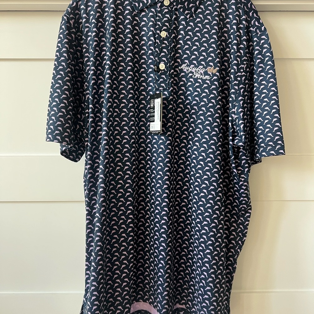 FootJoy Navy and Pink Dolphin Polo